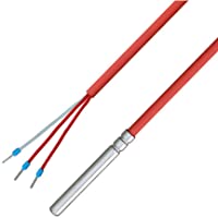 iOVEO 036HS01302 - PT100 - Sensor de temperatura PT100 de 3 conductores con cable de silicona hasta 200 °C- 2 metros